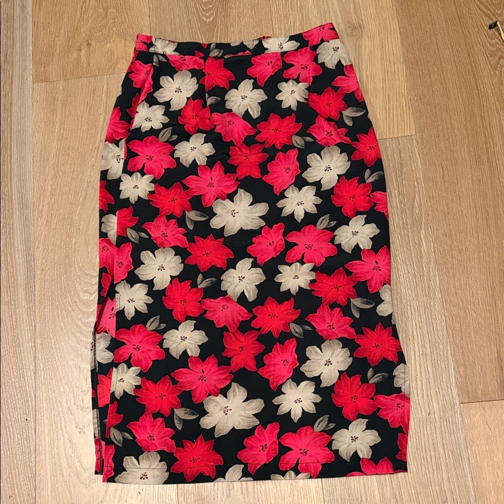 Briggs Romantic Red and Black Floral Skirt